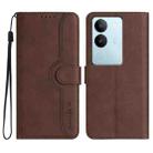 For vivo V29 5G Global/V29 Pro Heart Pattern Skin Feel Leather Phone Case(Brown) - 1