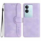 For vivo V29 5G Global/V29 Pro Heart Pattern Skin Feel Leather Phone Case(Purple) - 1