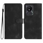 For vivo Y02A 4G/Y02 4G/Y11 2023/Y02t Heart Pattern Skin Feel Leather Phone Case(Black) - 1