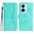 For vivo V29 Lite Heart Pattern Skin Feel Leather Phone Case(Light Blue) - 1