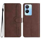 For vivo Y56 5G Global/Y16 4G Global Heart Pattern Skin Feel Leather Phone Case(Brown) - 1