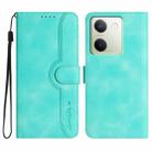 For vivo Y100 5G Global Heart Pattern Skin Feel Leather Phone Case(Light Blue) - 1