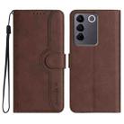 For vivo V27 5G Global/V27 Pro 5G Global Heart Pattern Skin Feel Leather Phone Case(Brown) - 1