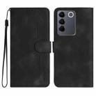 For vivo V27 5G Global/V27 Pro 5G Global Heart Pattern Skin Feel Leather Phone Case(Black) - 1