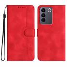 For vivo V27e 4G Global/T2 4G Global Heart Pattern Skin Feel Leather Phone Case(Red) - 1