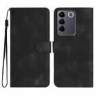 For vivo V27e 4G Global/T2 4G Global Heart Pattern Skin Feel Leather Phone Case(Black) - 1