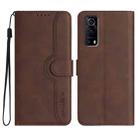 For vivo Y72 5G/iQOO Z3/Y52 5G Heart Pattern Skin Feel Leather Phone Case(Brown) - 1