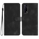 For vivo Y72 5G/iQOO Z3/Y52 5G Heart Pattern Skin Feel Leather Phone Case(Black) - 1