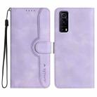 For vivo Y72 5G/iQOO Z3/Y52 5G Heart Pattern Skin Feel Leather Phone Case(Purple) - 1