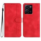 For vivo Y35 4G Global/Y22s 4G Global Heart Pattern Skin Feel Leather Phone Case(Red) - 1