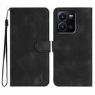 For vivo Y35 4G Global/Y22s 4G Global Heart Pattern Skin Feel Leather Phone Case(Black) - 1