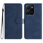 For vivo Y35 4G Global/Y22s 4G Global Heart Pattern Skin Feel Leather Phone Case(Royal Blue) - 1