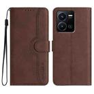 For vivo Y77e 5G Heart Pattern Skin Feel Leather Phone Case(Brown) - 1