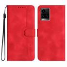 For vivo Y33s 4G Global/Y21/Y21s/Y21t Heart Pattern Skin Feel Leather Phone Case(Red) - 1
