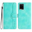 For vivo Y33s 4G Global/Y21/Y21s/Y21t Heart Pattern Skin Feel Leather Phone Case(Light Blue) - 1