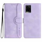 For vivo Y33s 4G Global/Y21/Y21s/Y21t Heart Pattern Skin Feel Leather Phone Case(Purple) - 1