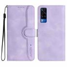 For vivo Y53s 4G/Y51a/Y33 4G Heart Pattern Skin Feel Leather Phone Case(Purple) - 1