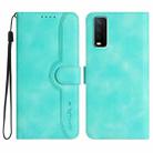 For vivo Y20a/Y20g/Y12a Heart Pattern Skin Feel Leather Phone Case(Light Blue) - 1