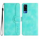 For vivo Y51 2020 India/Y31 4G India Heart Pattern Skin Feel Leather Phone Case(Light Blue) - 1