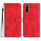 For vivo Y70s Heart Pattern Skin Feel Leather Phone Case(Red) - 1