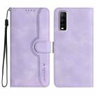 For vivo Y70s Heart Pattern Skin Feel Leather Phone Case(Purple) - 1