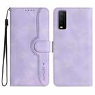 For vivo Y30 4G Global Heart Pattern Skin Feel Leather Phone Case(Purple) - 1