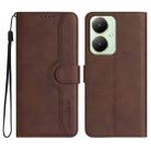 For vivo Y27 4G Global Heart Pattern Skin Feel Leather Phone Case(Brown) - 1