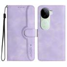 For vivo iQOO Z9s / V40e India Heart Pattern Skin Feel Leather Phone Case(Purple) - 1