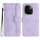 For vivo iQOO Z9s Pro / T3 Pro 5G India Heart Pattern Skin Feel Leather Phone Case(Purple) - 1
