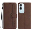 For vivo Y19s Global Heart Pattern Skin Feel Leather Phone Case(Brown) - 1