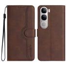 For vivo Y300 / vivo V40 Lite 4G / 5G IDN Heart Pattern Skin Feel Leather Phone Case(Brown) - 1