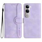 For vivo Y300 / vivo V40 Lite 4G / 5G IDN Heart Pattern Skin Feel Leather Phone Case(Purple) - 1