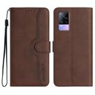 For vivo V21e 4G / Y73 2021 Heart Pattern Skin Feel Leather Phone Case(Brown) - 1