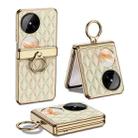 For Huawei Pocket 2 GKK Rhombus Pattern Electroplated Leather Phone Case with Ring(Champagne Gold) - 1