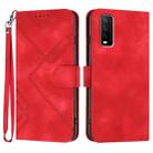 For vivo Y20a/Y20g/Y12a Line Pattern Skin Feel Leather Phone Case(Red) - 1