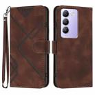 For vivo V30 Lite 5G India/T3 5G IDN Line Pattern Skin Feel Leather Phone Case(Coffee) - 1