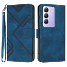 For vivo V30 Lite 5G India/T3 5G IDN Line Pattern Skin Feel Leather Phone Case(Royal Blue) - 1
