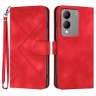 For vivo Y17s 4G Global/Y28 5G India Line Pattern Skin Feel Leather Phone Case(Red) - 1