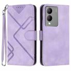 For vivo Y17s 4G Global/Y28 5G India Line Pattern Skin Feel Leather Phone Case(Light Purple) - 1