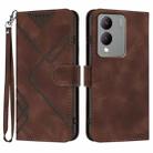 For vivo Y17s 4G Global/Y28 5G India Line Pattern Skin Feel Leather Phone Case(Coffee) - 1