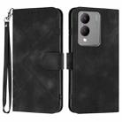 For vivo Y17s 4G Global/Y28 5G India Line Pattern Skin Feel Leather Phone Case(Black) - 1