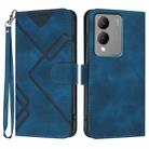 For vivo Y17s 4G Global/Y28 5G India Line Pattern Skin Feel Leather Phone Case(Royal Blue) - 1