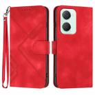 For vivo Y03 4G Global Line Pattern Skin Feel Leather Phone Case(Red) - 1