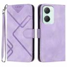 For vivo Y03 4G Global Line Pattern Skin Feel Leather Phone Case(Light Purple) - 1