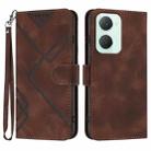 For vivo Y03 4G Global Line Pattern Skin Feel Leather Phone Case(Coffee) - 1