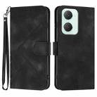For vivo Y03 4G Global Line Pattern Skin Feel Leather Phone Case(Black) - 1
