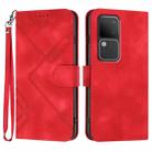 For vivo V30 5G Global/V30 Pro 5G Global Line Pattern Skin Feel Leather Phone Case(Red) - 1