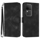 For vivo V30 5G Global/V30 Pro 5G Global Line Pattern Skin Feel Leather Phone Case(Black) - 1