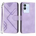 For vivo V30 Lite 5G Global Line Pattern Skin Feel Leather Phone Case(Light Purple) - 1