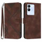 For vivo V30 Lite 5G Global Line Pattern Skin Feel Leather Phone Case(Coffee) - 1